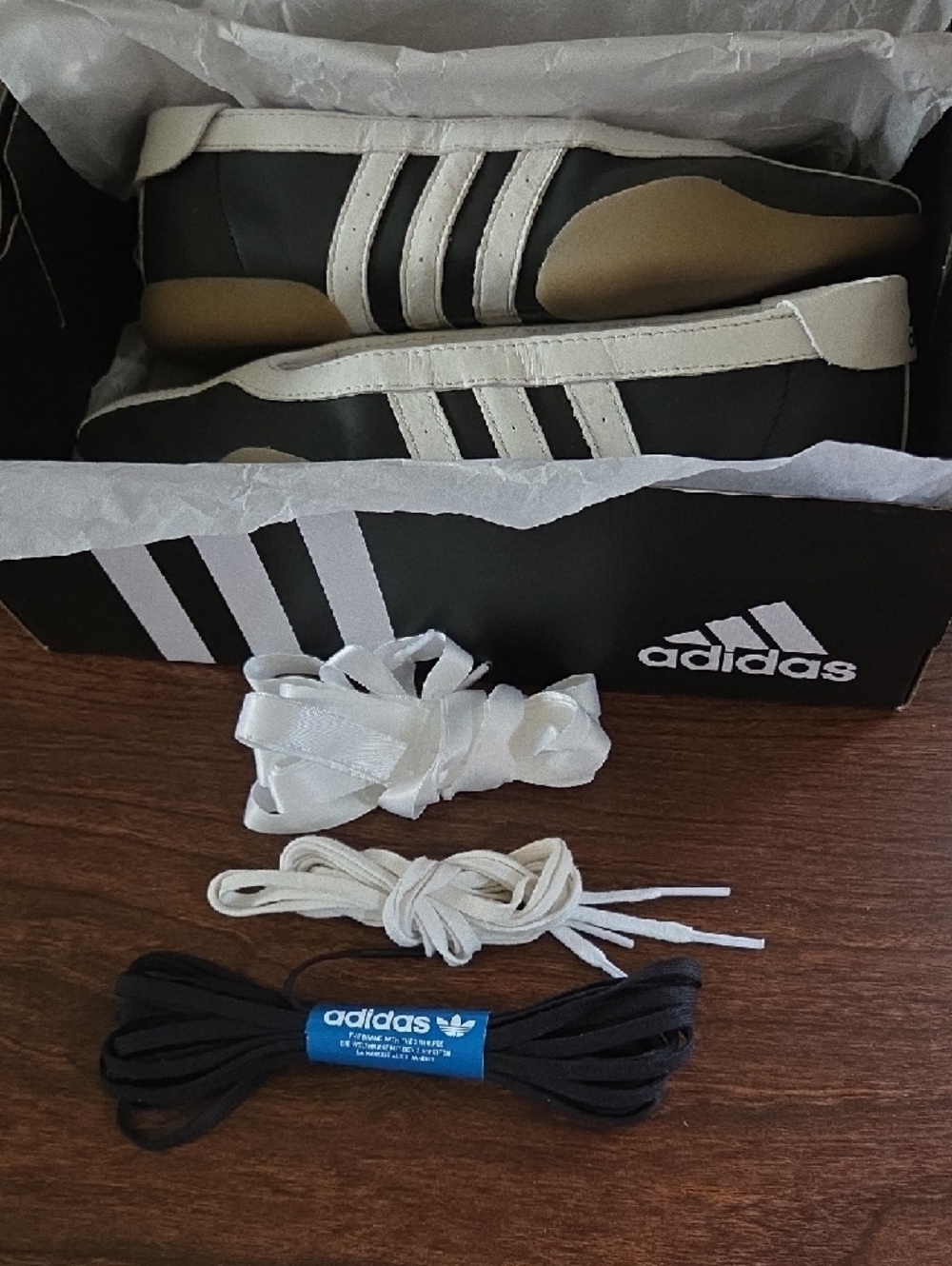 adidas Taekwondo Mei Black & White Ballet-Style Flat with Tan Sole - Picture 7 of 10